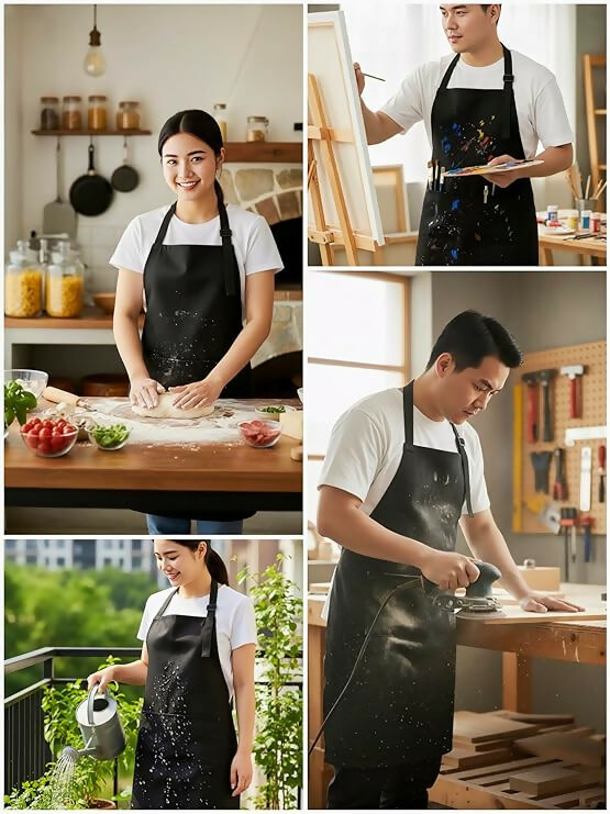 Horseyaart Professional Waterproof Apron For Kitchen/Chef-Black - Dista