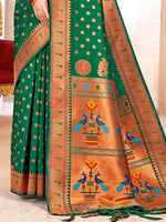 Thumbnail for Astita Paithani Silk Green Saree