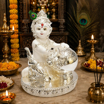 Gold Art India Silver White Makhan Krishna - Dista