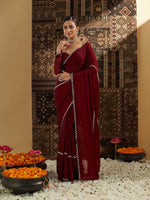 Thumbnail for kasee Beads and Stones Pure Chiffon Saree - Distacart