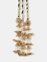Thumbnail for Ruby Raang Gold Gota Pati Work And Black Thread And Mirrors With Gold Stones And Mor Pankh Motif - Distacart