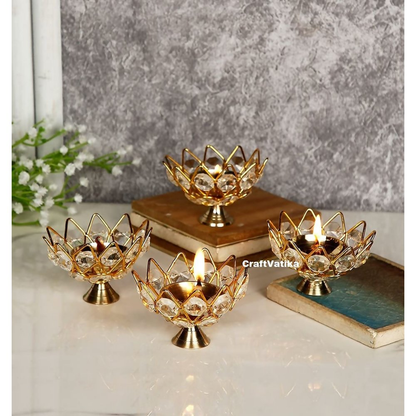 Collectible India Diwali Diya Crystal Round Akhand Diya - Dista