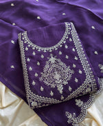 Thumbnail for KC Purple Wedding Wear Embroidered Crush Silk Salwar Suit - Dista
