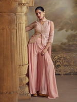 Thumbnail for Anaita Baby Pink Georgette Readymade Suit with Embroidery Work - Distacart