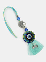 Thumbnail for NVR Women & Men Set of 2 Blue Evil Eye & Beaded Bhaiya Bhabi Rakhi With Roli Chawal - Distacart