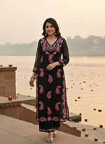 Thumbnail for Dwija Fashion Embroidered Kurti With Pant-Black