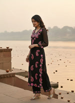 Thumbnail for Dwija Fashion Embroidered Kurti With Pant-Black