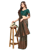 Thumbnail for Vamika Weaving Banarasi Jacquard Green Kanjivaram Saree - Distacart