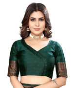 Thumbnail for Vamika Weaving Banarasi Jacquard Green Kanjivaram Saree - Distacart