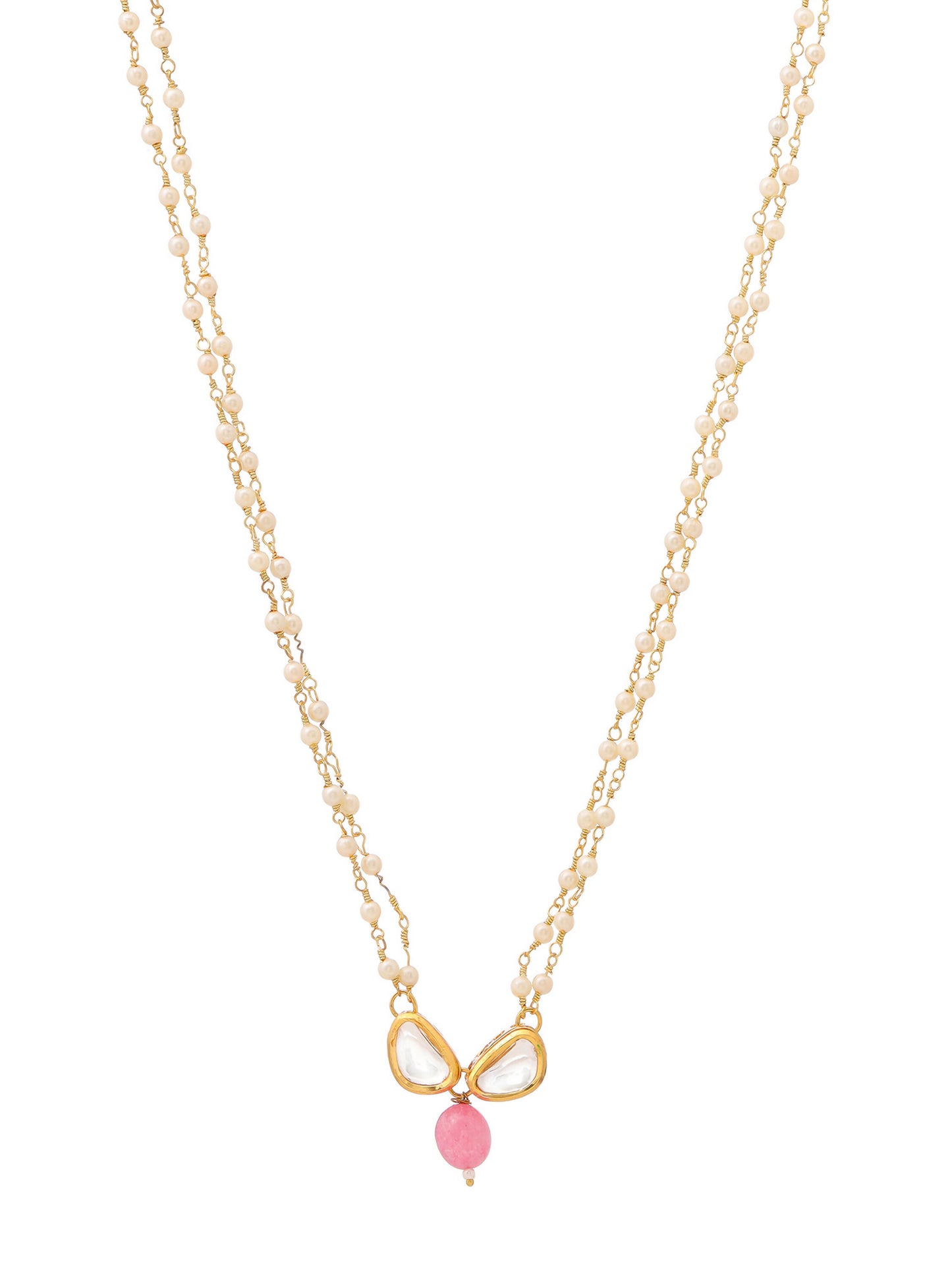 Ruby Raang Kundan and Pink Stone Necklace - Distacart
