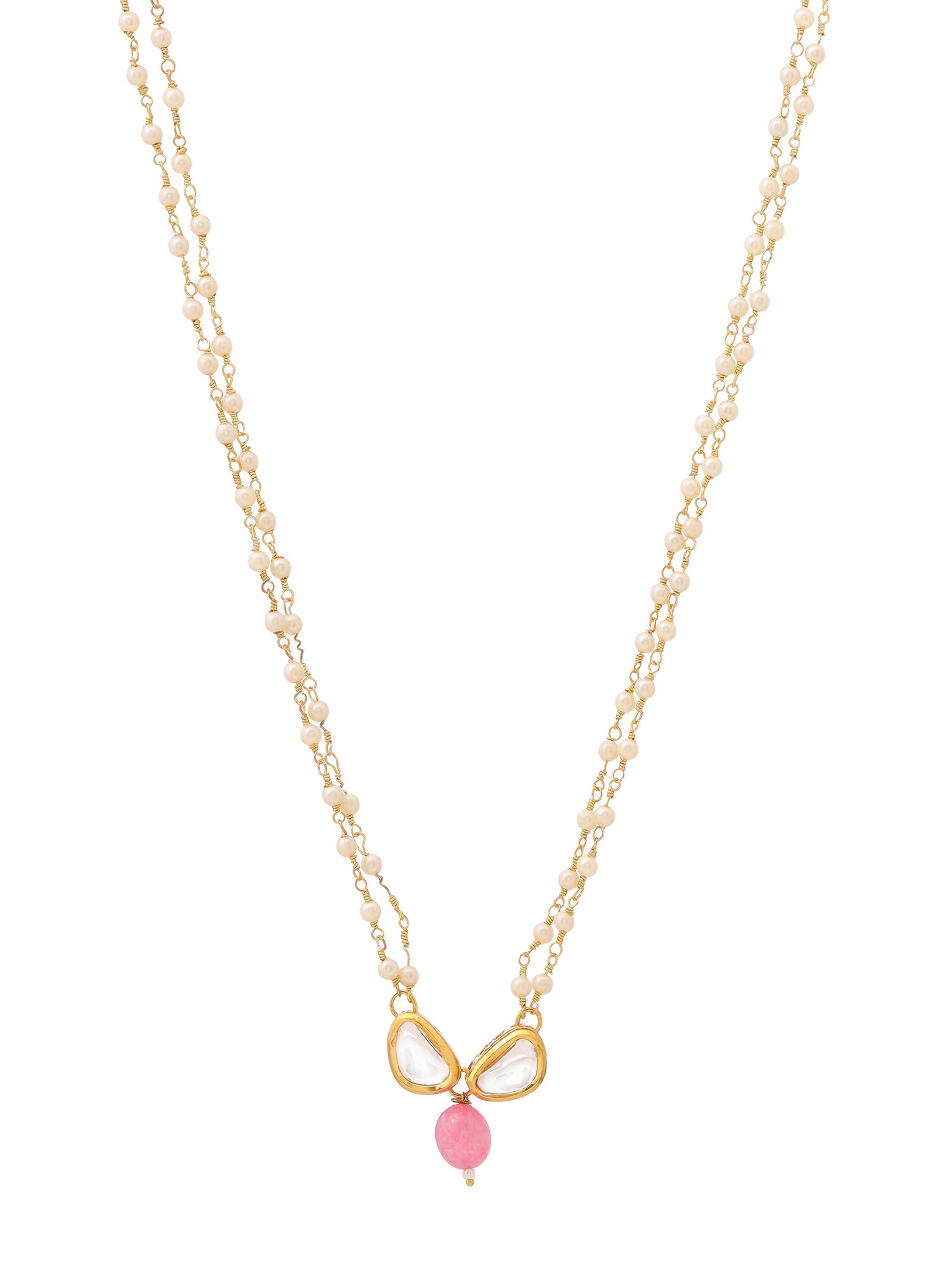 Ruby Raang Kundan and Pink Stone Necklace - Distacart