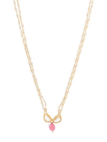Ruby Raang Kundan and Pink Stone Necklace - Distacart
