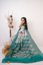 Thumbnail for khanduapata White Special Box Design Cotton Saree For Women