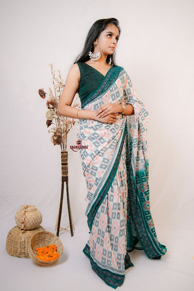 khanduapata White Special Box Design Cotton Saree For Women