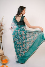 Thumbnail for khanduapata White Special Box Design Cotton Saree For Women