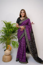 Thumbnail for khanduapata Purple Special Doll Design Cotton Saree For Women