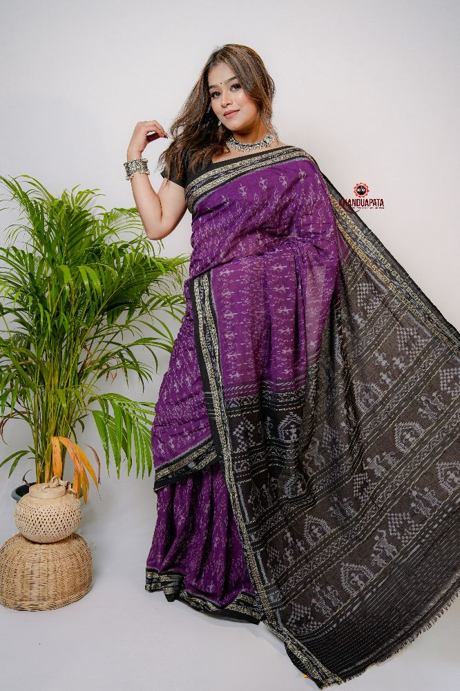 khanduapata Purple Special Doll Design Cotton Saree For Women