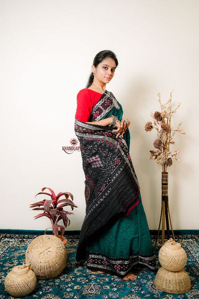 khanduapata Multicolour Pasaspali Check Design Cotton Saree For Women