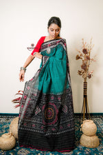 Thumbnail for khanduapata Multicolour Pasaspali Check Design Cotton Saree For Women