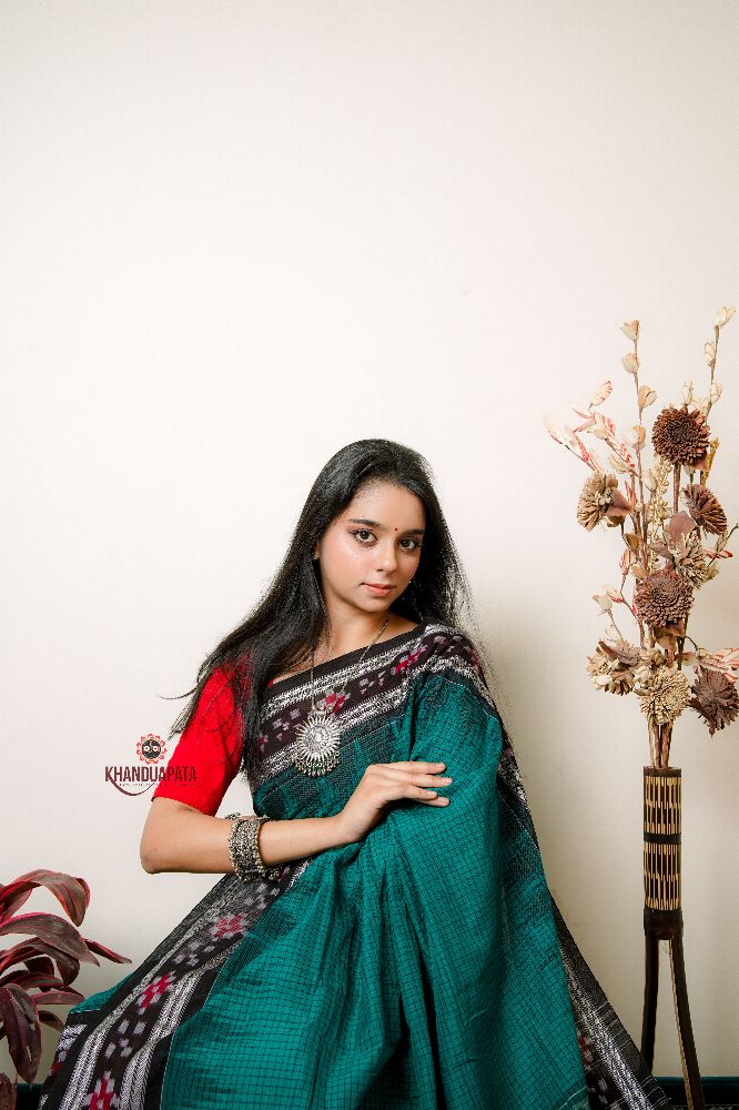 khanduapata Multicolour Pasaspali Check Design Cotton Saree For Women