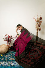 Thumbnail for khanduapata Deep Red Plain Cotton Saree For Women
