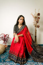 Thumbnail for khanduapata Maroon Plain Pasapali Border Cotton Saree For Women
