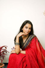 Thumbnail for khanduapata Maroon Plain Pasapali Border Cotton Saree For Women