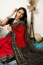 Thumbnail for khanduapata Maroon Plain Pasapali Border Cotton Saree For Women