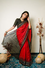 Thumbnail for khanduapata Maroon Plain Pasapali Border Cotton Saree For Women