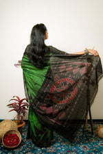 Thumbnail for khanduapata Meadow Green Plain Cotton Saree For Women