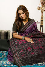Thumbnail for khanduapata Black & Purple Special Design Cotton Saree For Women