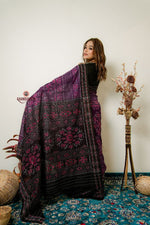 Thumbnail for khanduapata Black & Purple Special Design Cotton Saree For Women