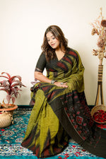 Thumbnail for khanduapata Light Meadow Special Plain Cotton Saree For Women