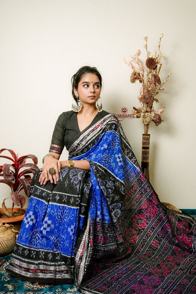 khanduapata Black & Copper Sulphate Special Design Cotton Saree For Women