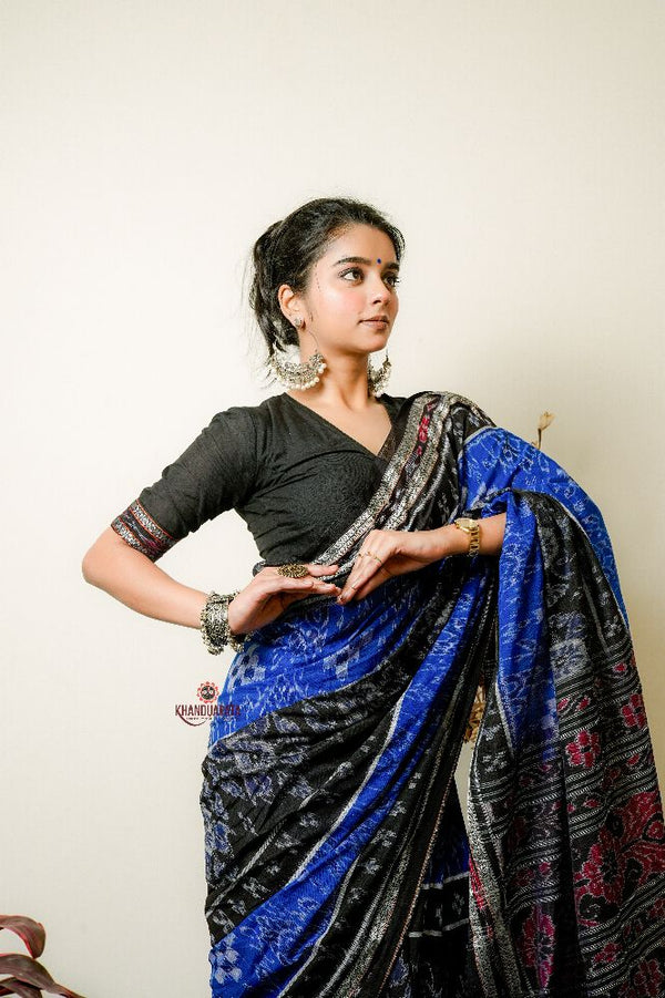 khanduapata Black & Copper Sulphate Special Design Cotton Saree For Women