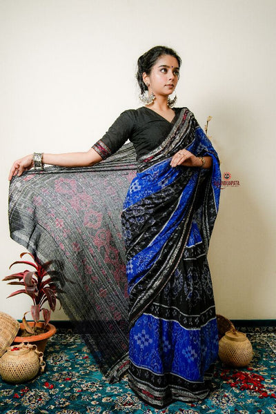 khanduapata Black & Copper Sulphate Special Design Cotton Saree For Women