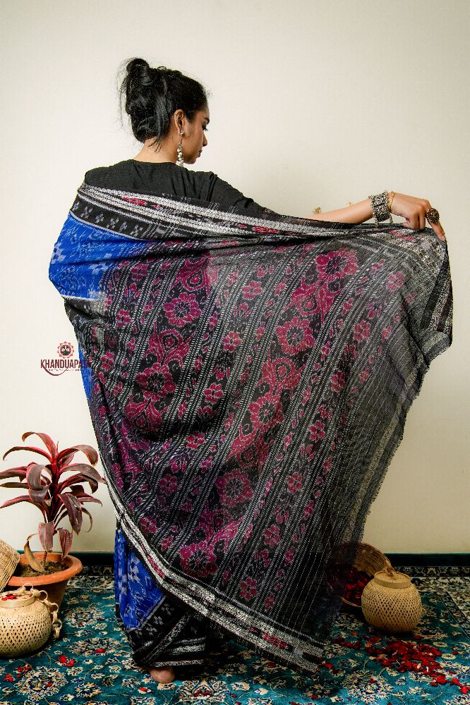 khanduapata Black & Copper Sulphate Special Design Cotton Saree For Women