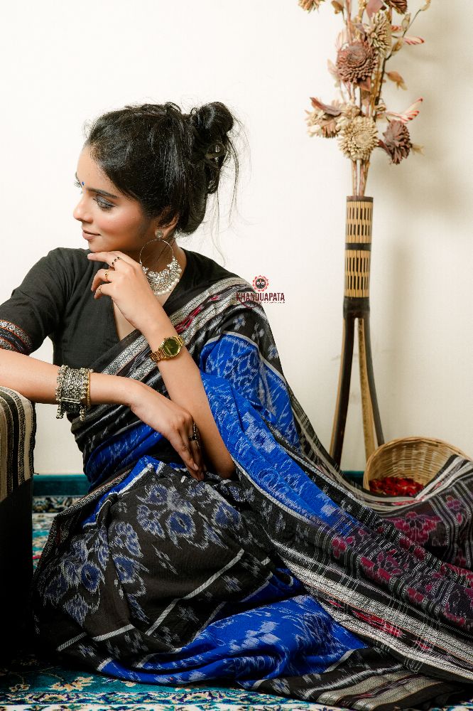 khanduapata Black & Copper Sulphate Special Design Cotton Saree For Women