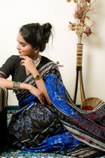 Thumbnail for khanduapata Black & Copper Sulphate Special Design Cotton Saree For Women