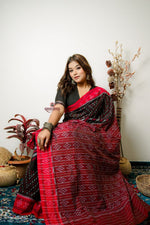 Thumbnail for khanduapata Black Special Star Design Cotton Saree For Women