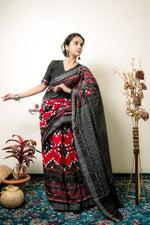 Thumbnail for khanduapata Multicolor Elephant Design Cotton Saree For Women