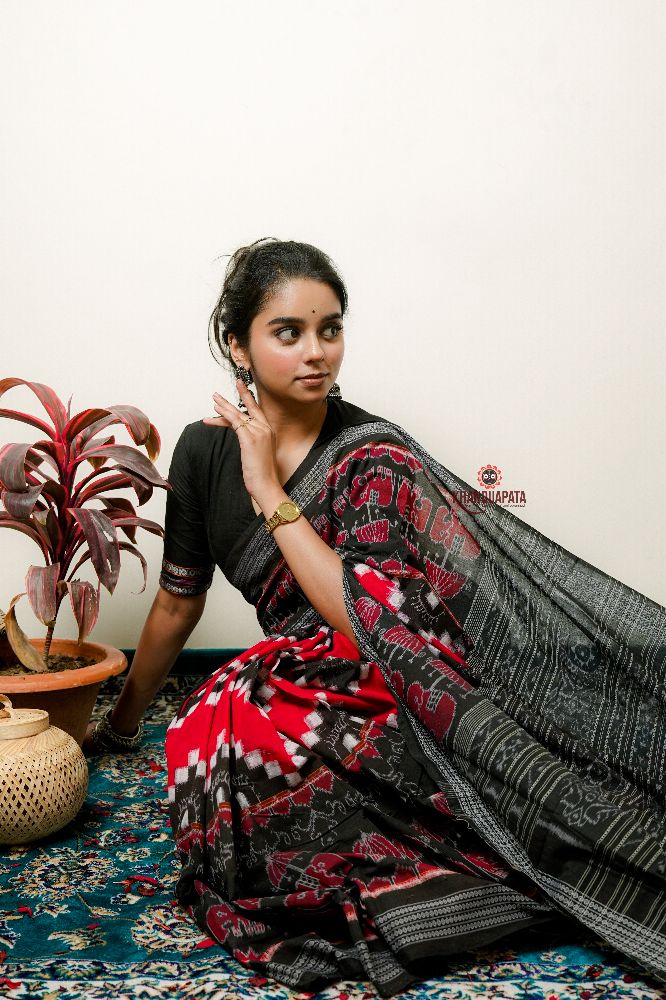 khanduapata Multicolor Elephant Design Cotton Saree For Women