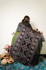 Thumbnail for khanduapata Black And Grey Box Design Cotton Saree For Women