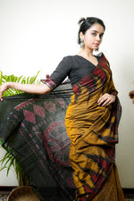 Thumbnail for khanduapata Mustard Colour Plain Cotton Saree For Women