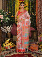 Thumbnail for Astita Linen Cotton White Saree
