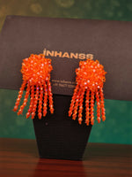 Thumbnail for Inhanns Handmade Crystal Water Fall Earrings - Short - Orange - Distacart