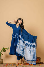 Thumbnail for Joban Fashion Blue Tie & Dye Cotton Suit Set - Distacart