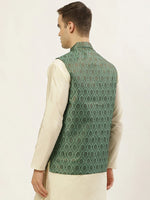 Thumbnail for Jompers Men's Green Self-Designed Waistcoat - Distacart