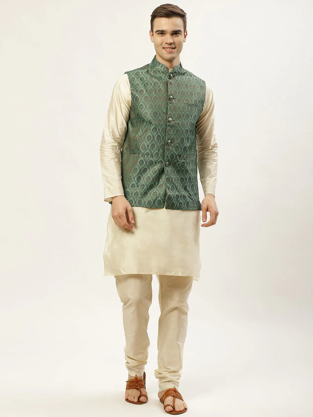 Jompers Men's Green Self-Designed Waistcoat - Distacart