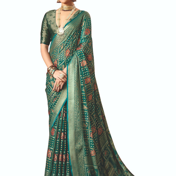 Joban Fashion Green Dull Moss Brasso Saree - Distacart